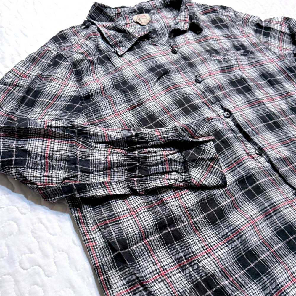 Boston Traders Men XXL Button Down Shirt Plaid Cotton Modal GRUNGE CABIN LUMBER